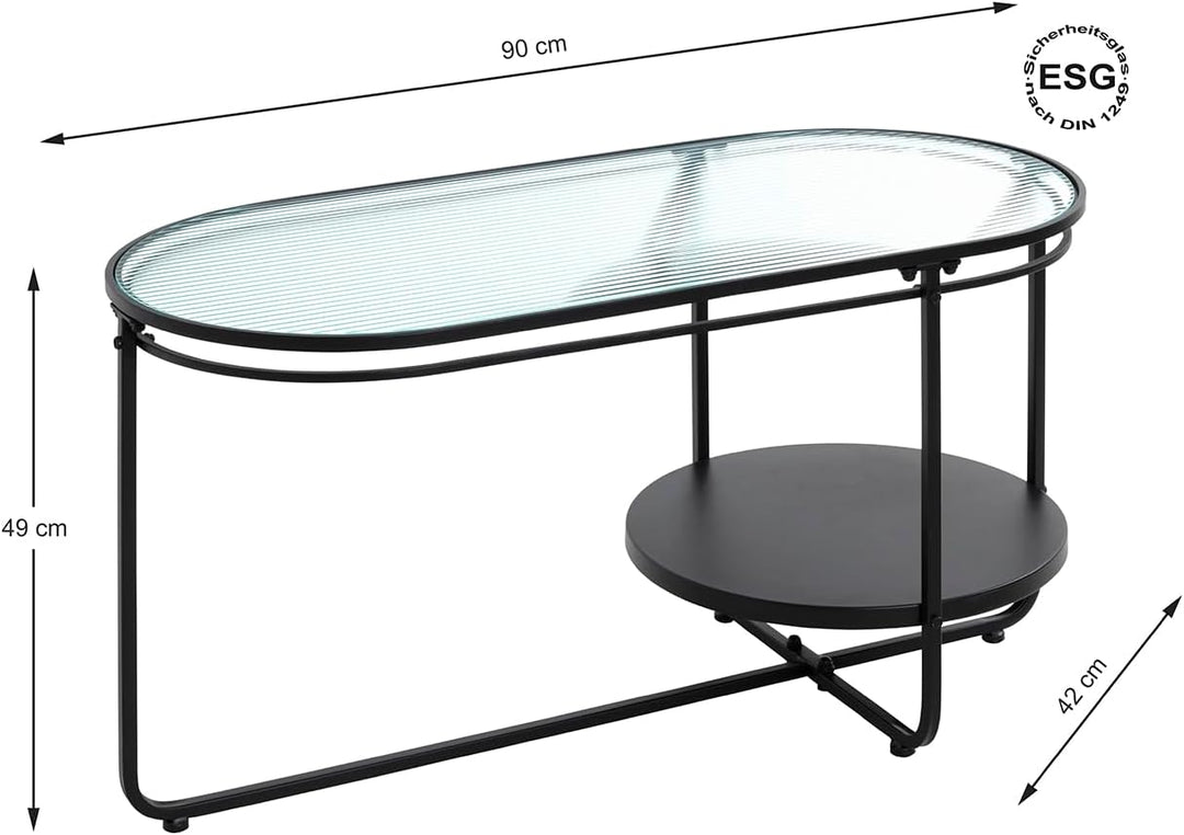 HAKU Möbel Couchtisch, Metall, schwarz, B 90 x T 42 x H 49 cm 90 x 42 x H 49, 90 x 42 x H 49