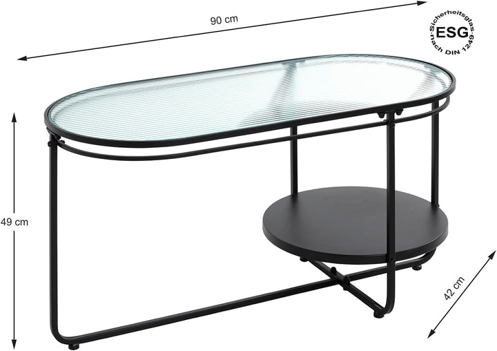 HAKU Möbel Couchtisch, Metall, schwarz, B 90 x T 42 x H 49 cm 90 x 42 x H 49, 90 x 42 x H 49