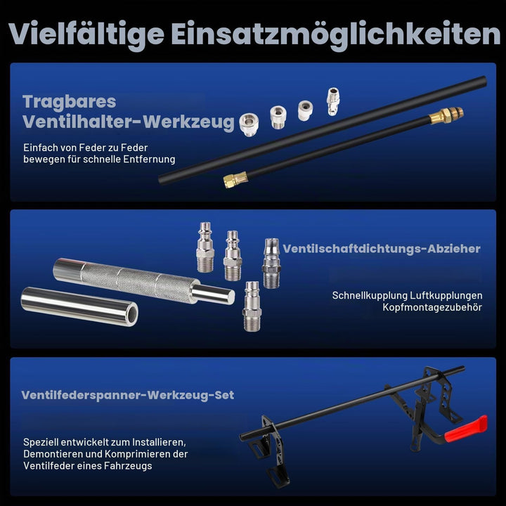 FreeTec Druckluft Ventilfederspanner Ventilschaftdichtung wechseln Montage Werkzeug Motorzylinder OH