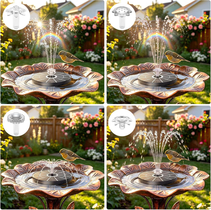 AISITIN Solar Springbrunnen für Aussen Upgraded,3,7W Solarbrunnen für Draussen mit 4 Sprüh Effekten,