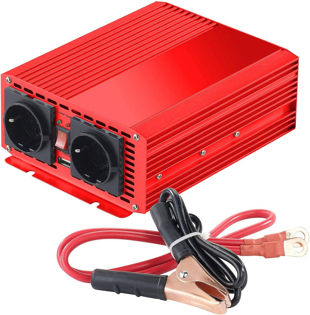 revolt Stromwandler: 700W-Kfz-Spannungswandler auf 2X 230V, USB, 1.400W Spitzenlast (Sinus Spannungs