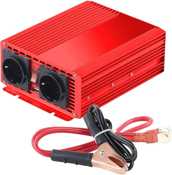 revolt Stromwandler: 700W-Kfz-Spannungswandler auf 2X 230V, USB, 1.400W Spitzenlast (Sinus Spannungs