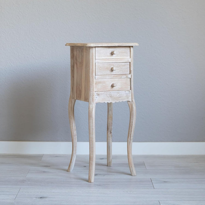 livasia Feine, hohe Teakholzkommode, Schminktisch, Nachttisch, Kommode, Nachtschrank, Badezimmerschr