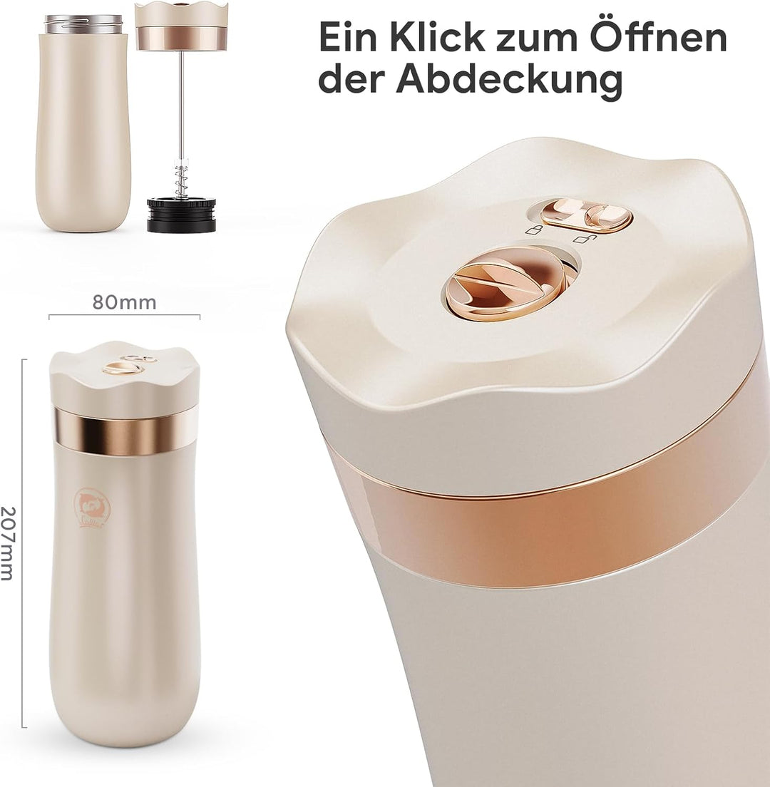 I Cafilas 2-in-1 Edelstahl Thermosbecher mit French Press - 350ml (12oz), Isolierter Reisekaffeebech