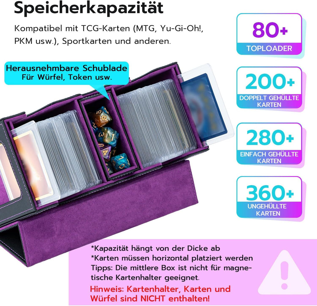 Doppelschicht Card Deck Box für MTG, 2 Commander Displays, passt für 200 Doppelt Eingehüllte Kartens