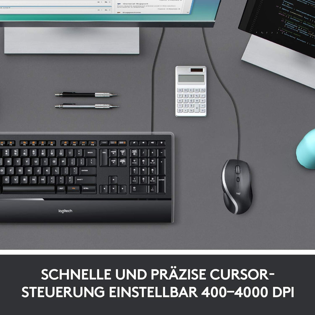 Logitech M500s Kabelgebundene Maus mit fortschrittlicher hyperschneller Scroll- und Kippfunktion, an