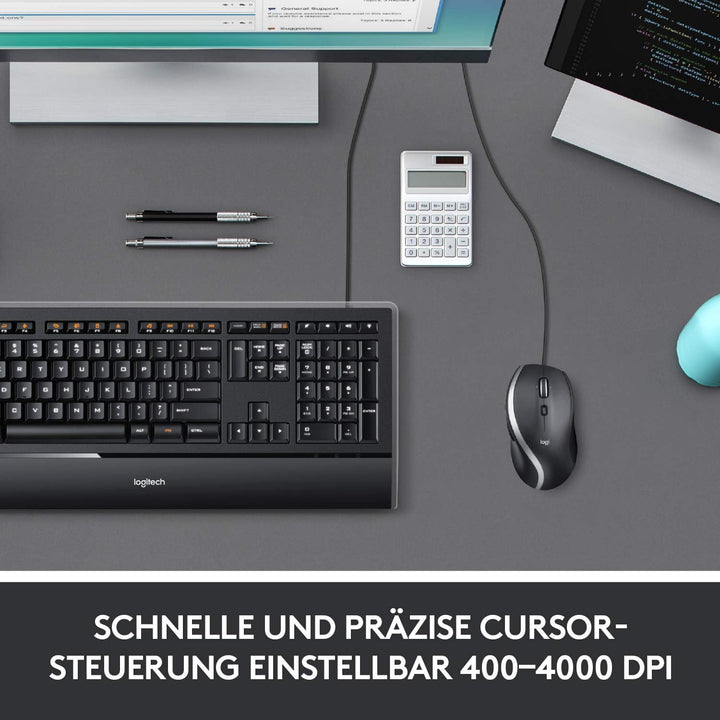 Logitech M500s Kabelgebundene Maus mit fortschrittlicher hyperschneller Scroll- und Kippfunktion, an