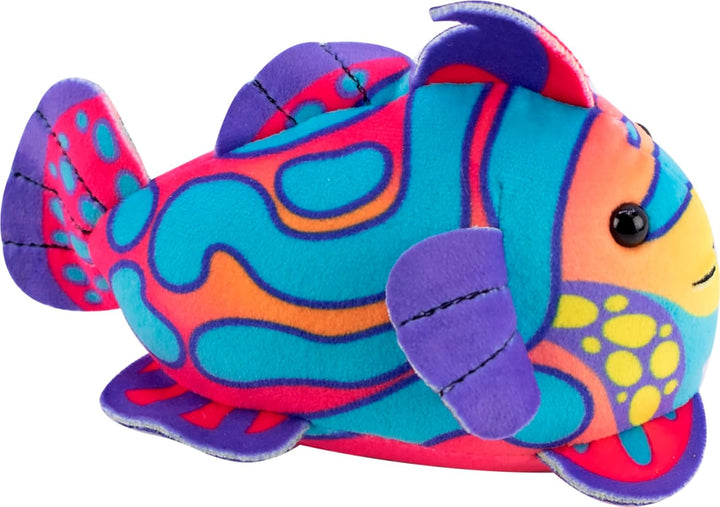 ZHU ZHU Aqua – Sebastian der Mandarinenfisch – Mehrfarbig – Weiches & interaktives Plüschtier für Ki