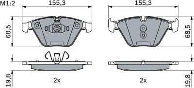 Bosch BP1262 Bremsbeläge - Vorderachse - ECE-R90 Zertifizierung - vier Bremsbeläge pro Set