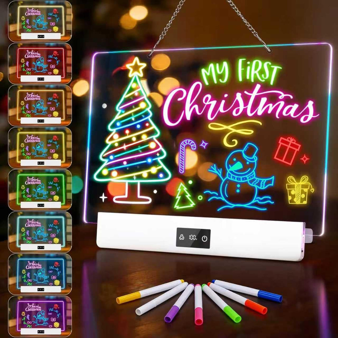 LED Zeichenbrett Kinder Schreibtafel 35*23cm LED Maltafel Notiztafel mit 8 RGB Farben &amp; 3 Modi Ständ