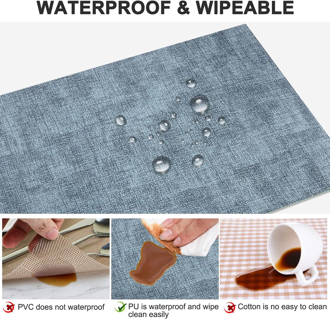 Platzsets Abwaschbar 6er Set, Leder Hitzebeständige Tischset, Wasserdicht Küche Tischset Platzset Ab