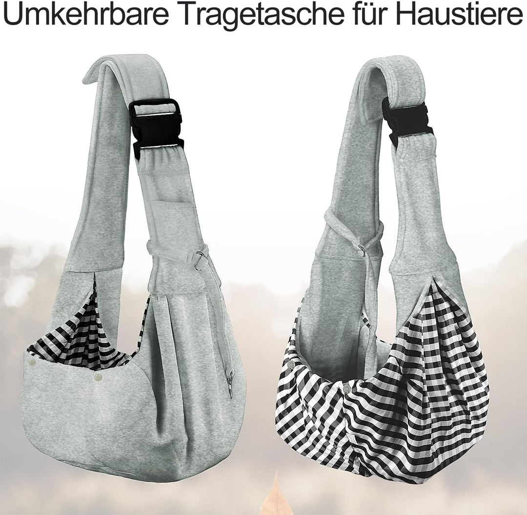 PETLOFT Tragetuch Hund, Reversibel Kleine Hundetrage, Einstellbar Pet Tragetuch, Freisprecheinrichtu