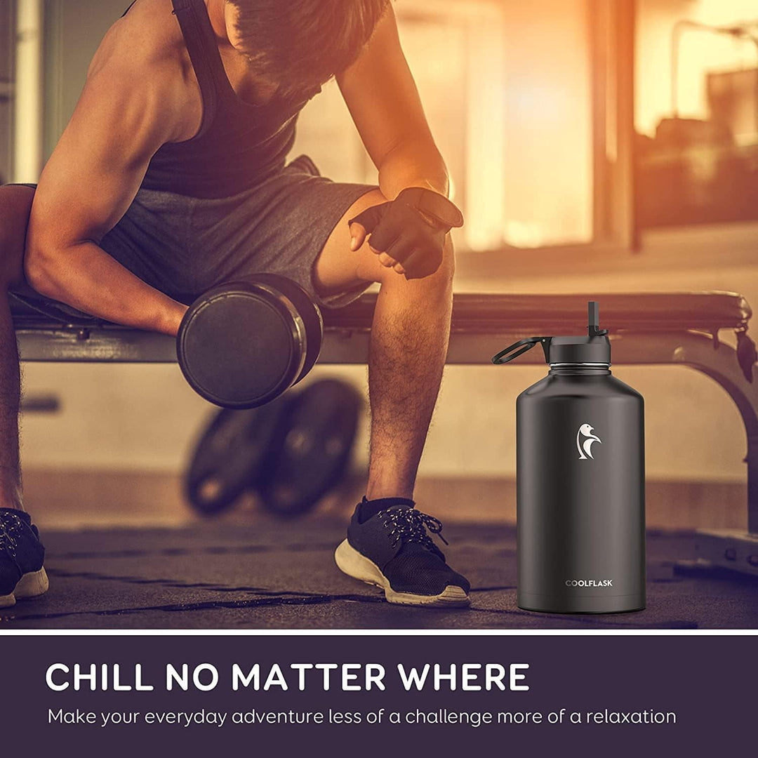 Coolflask Isolierte Wasserflasche, Doppeltes Vakuum Auslaufsicher, Leicht zu reinigen, Wasserflasche