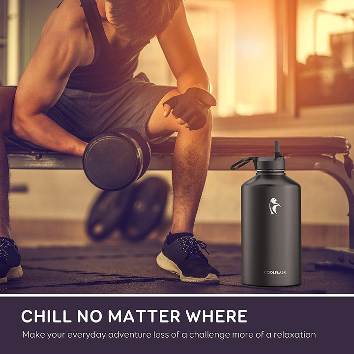 Coolflask Isolierte Wasserflasche, Doppeltes Vakuum Auslaufsicher, Leicht zu reinigen, Wasserflasche