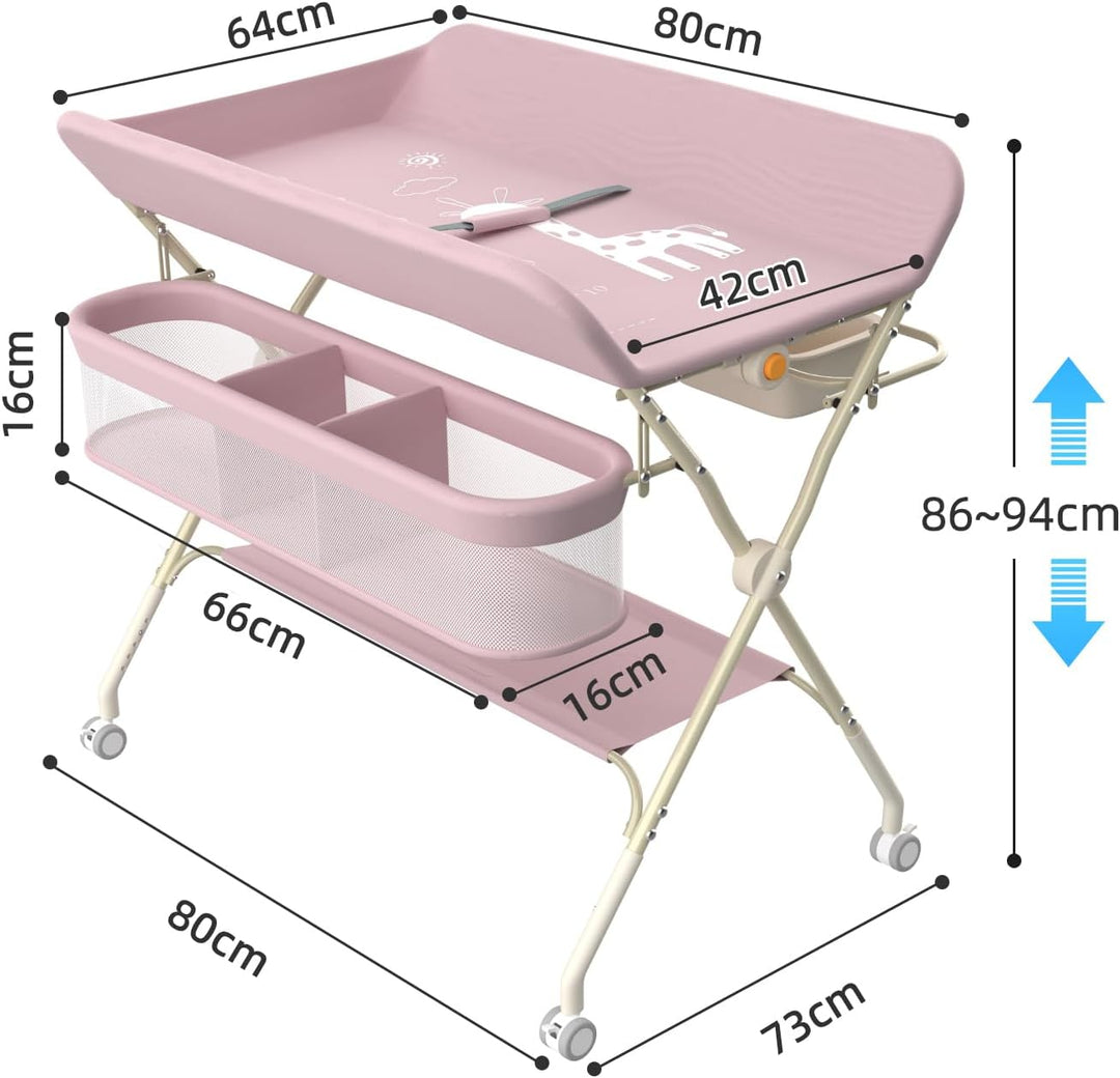 OHMG Baby Wickelkombi Mobiler Bade-Wickeltisch faltbar,klappbare Wickelkommode mobiler,Wickeltisch m