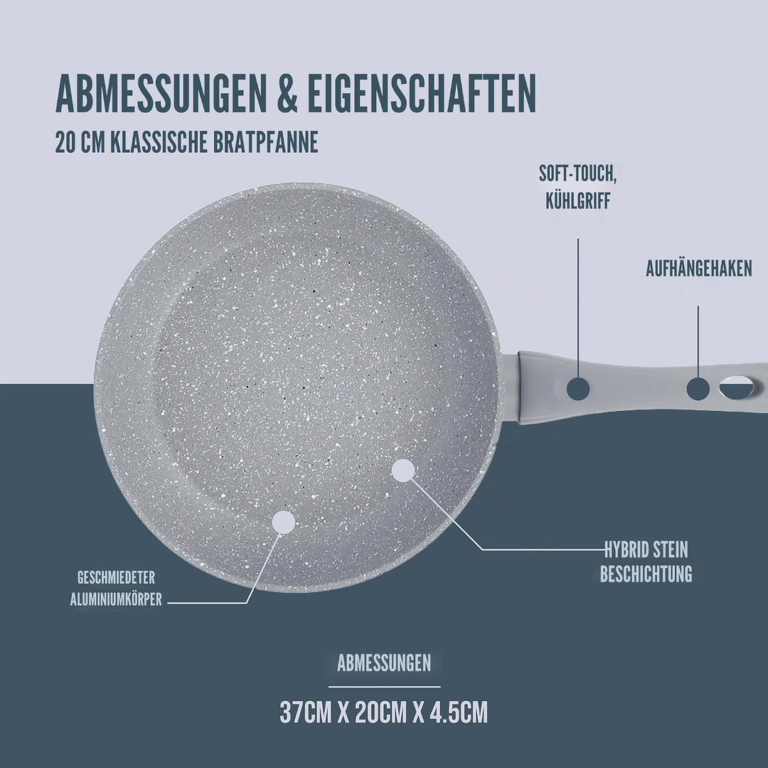 Blackmoor Home 67099 Kratzfeste Bratpfanne 20 cm mit Antihaft-Beschichtung Grau Grau 20cm, Grau 20cm