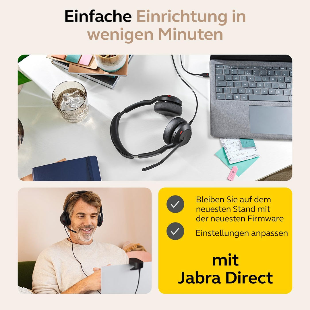 Jabra Evolve2 50 - USB-A/USB-C - schnurgebundenes Stereo Headset Zertifiziert für Microsoft Teams St