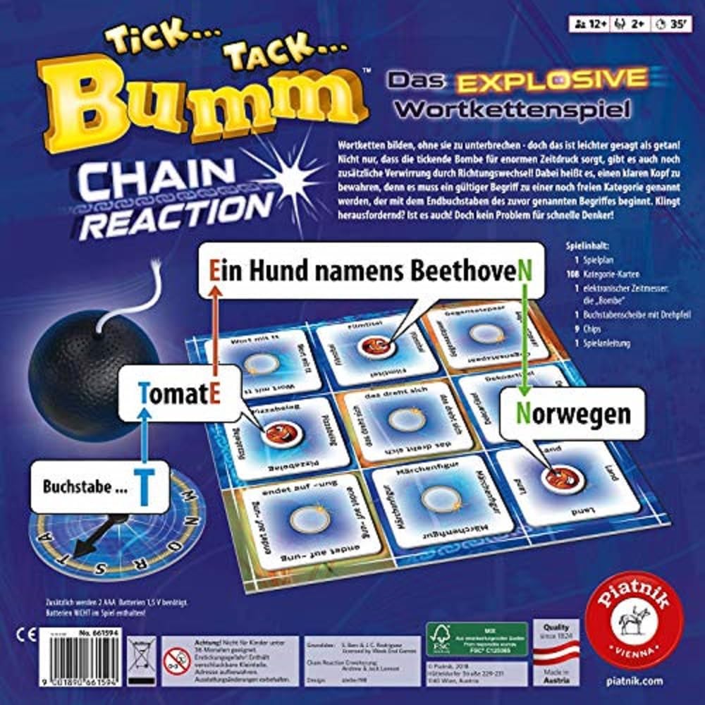 Piatnik Vienna 6615 - Tick Tack Bumm Chain Reaction, Ab 12 Jahren, Chain Reaction