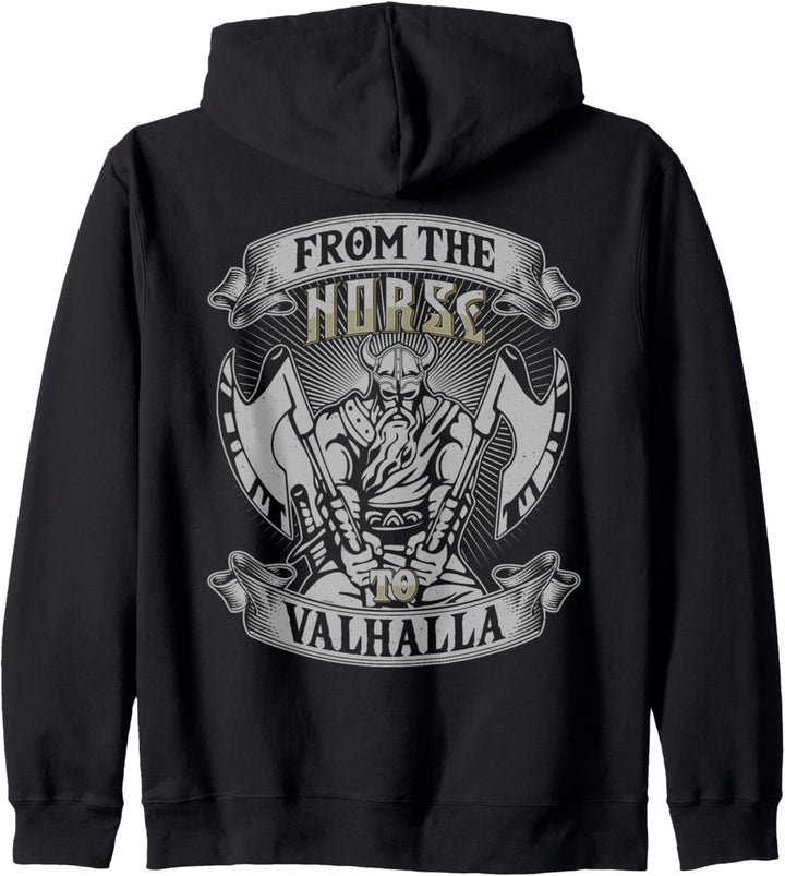 Wikinger Kleidung "From The Norse To Valhalla" RÜCKENDRUCK Kapuzenjacke