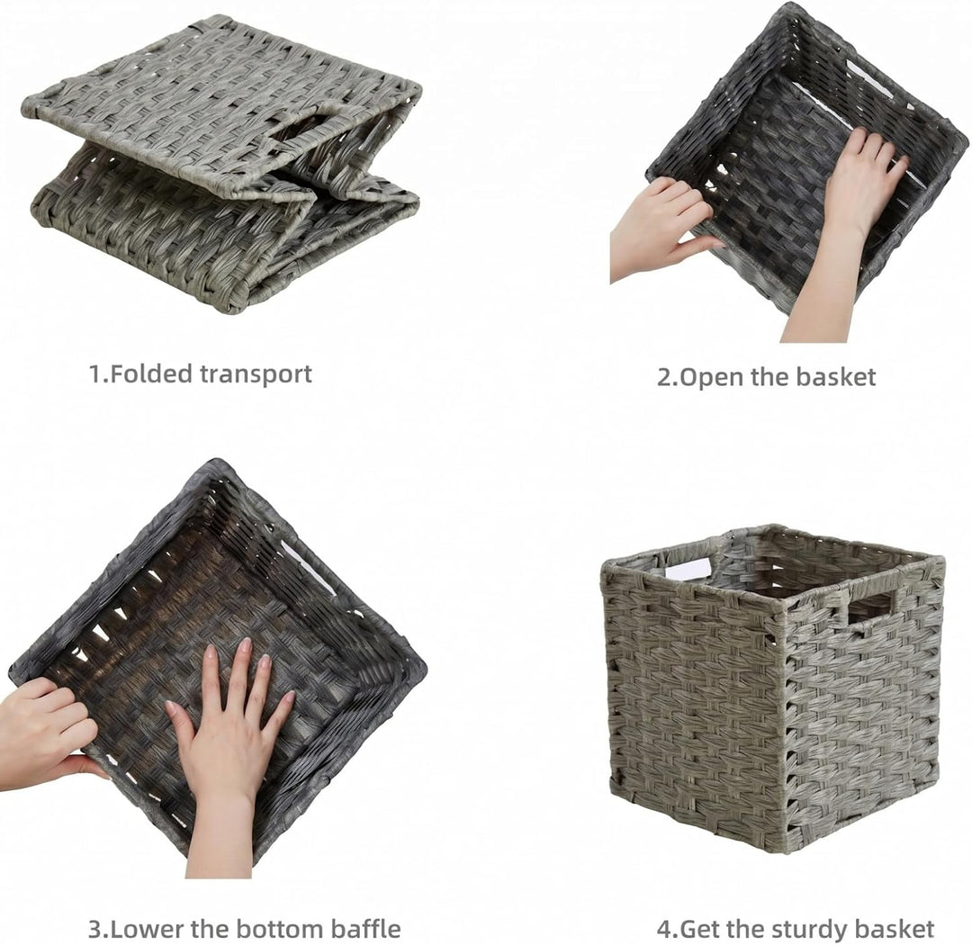 Aufbewahrungskorb, 31x31x31cm Aufbewahrungsboxen aus Polypropylene und Metallstreifenfür Vorratskamm