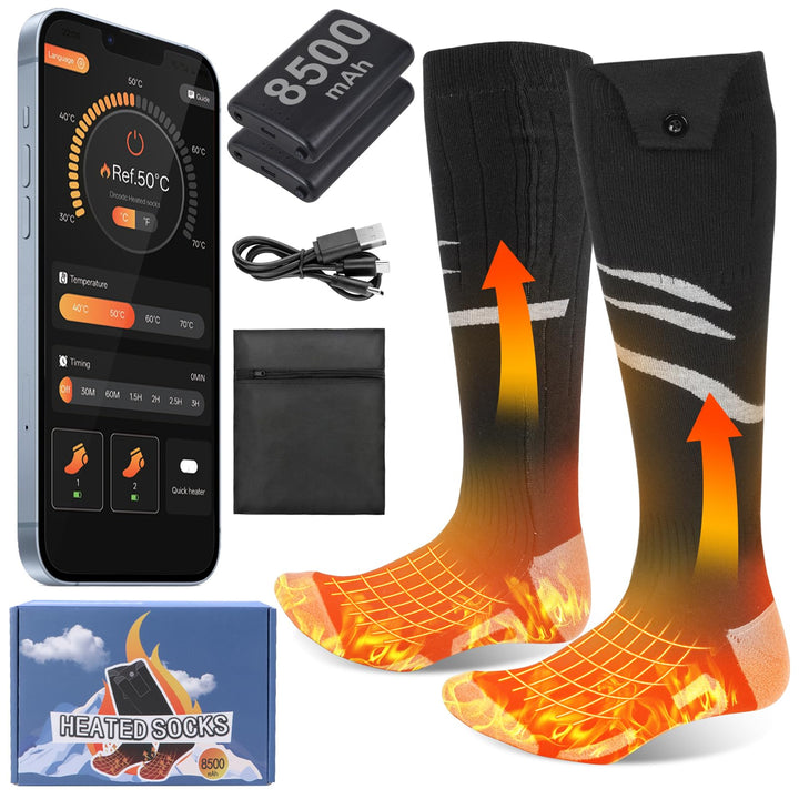 Beheizbare Socken mit APP Wiederaufladbare elektrische Beheizte Socken für Damen und Herren 4 Temper