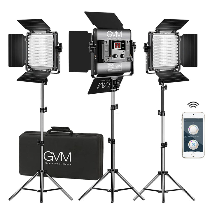 GVM LED Videoleuchte mit Stativ, APP Control 480 LED Fotobeleuchtung für YouTube Studio Videolicht S