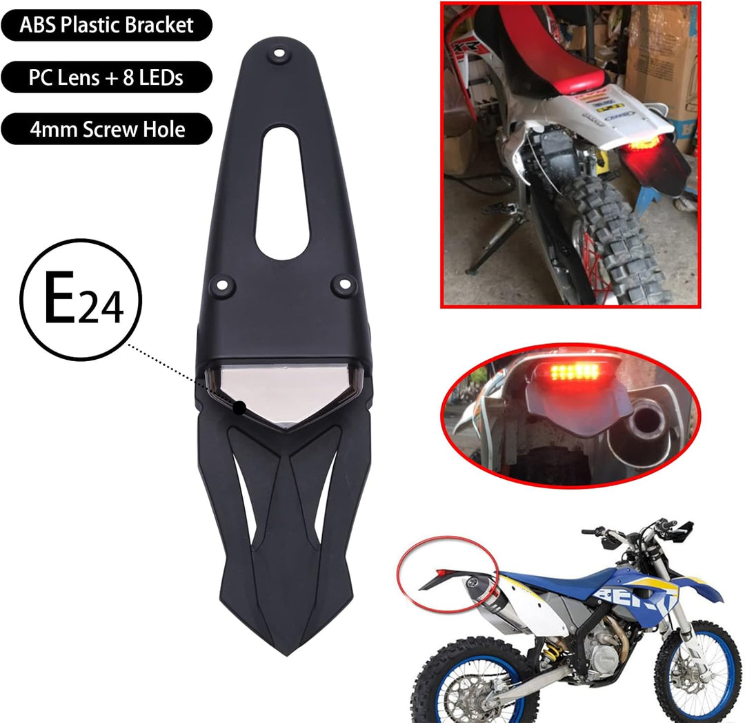 JMTBNO LED Motorrad Rücklicht E-geprüft mit Kennzeichen Halterung Rotem LED Bremslicht Weisse Kennze