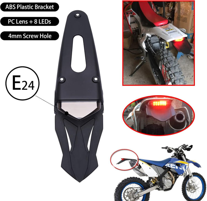 JMTBNO LED Motorrad Rücklicht E-geprüft mit Kennzeichen Halterung Rotem LED Bremslicht Weisse Kennze