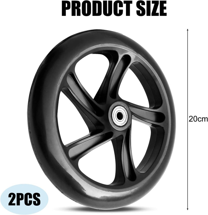 2 Stück 200mm Scooter Rollen, Scooter-Räder mit ABEC-9 Lagern, Anti-Rutsch Cityroller Reifen Ersatzr