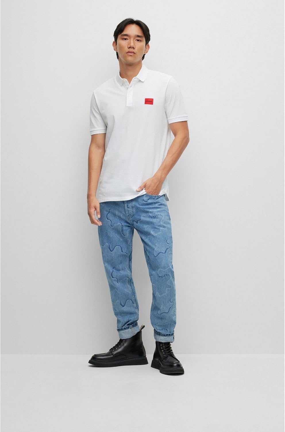 HUGO Herren Dereso222 Slim-Fit Poloshirt aus Baumwoll-Piqué mit Logo-Label M White100, M White100