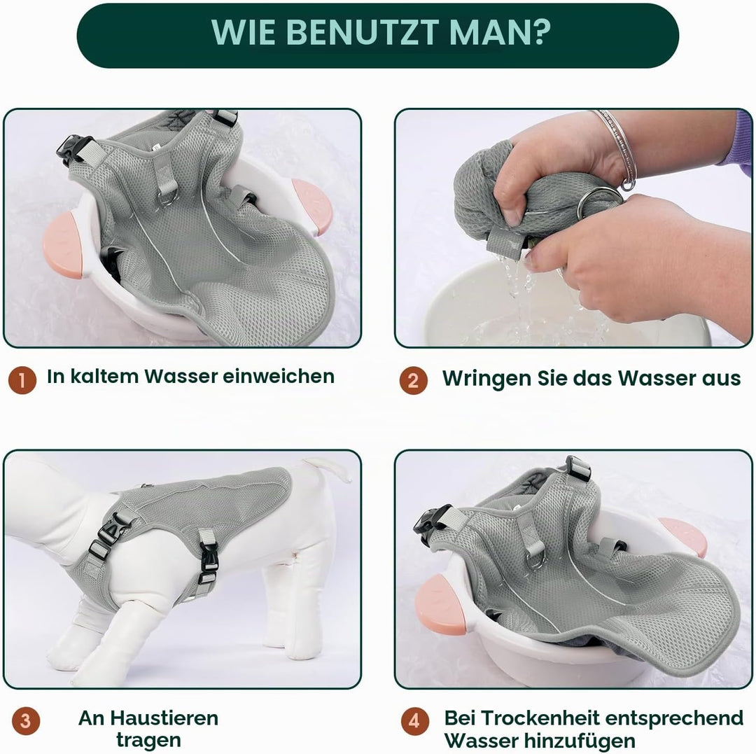 Kuoser Hund Kühlweste, Kühlweste für Hunde zur Abkühlung im Sommer, Atmungsaktive Hundekühlweste mit