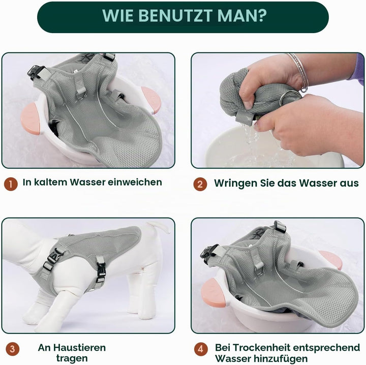 Kuoser Hund Kühlweste, Kühlweste für Hunde zur Abkühlung im Sommer, Atmungsaktive Hundekühlweste mit