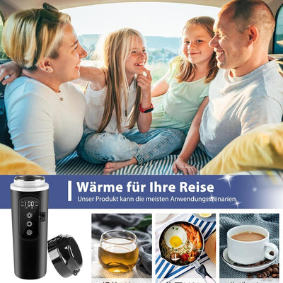 12v - 24v Wasserkocher für Auto, 500ml Elektrischer Reisewasserkocher Edelstahl mit 12 Volt Zigarett