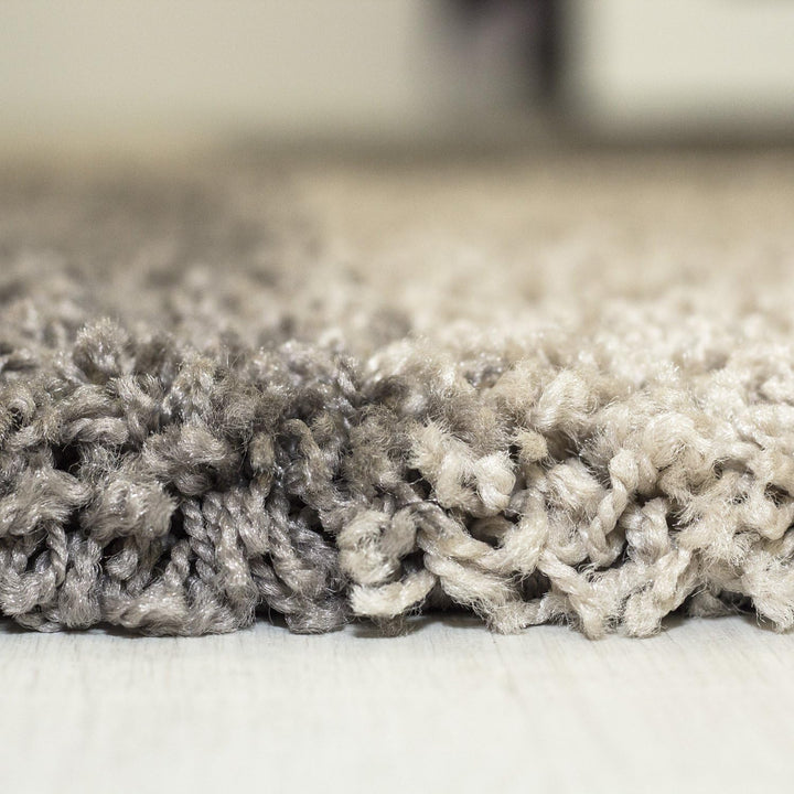 Carpetsale24 Teppich Wohnzimmer Moderne Kariert Design Shaggy Flokati 120 x 170 cm Taupe-Beige - Hoc