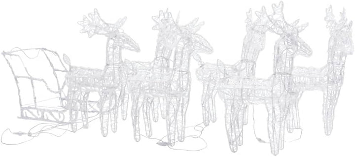 vidaXL Weihnachtsdekoration Rentiere mit Schlitten Beleuchtet Dekofigur Weihnachtsdeko Figur Weihnac