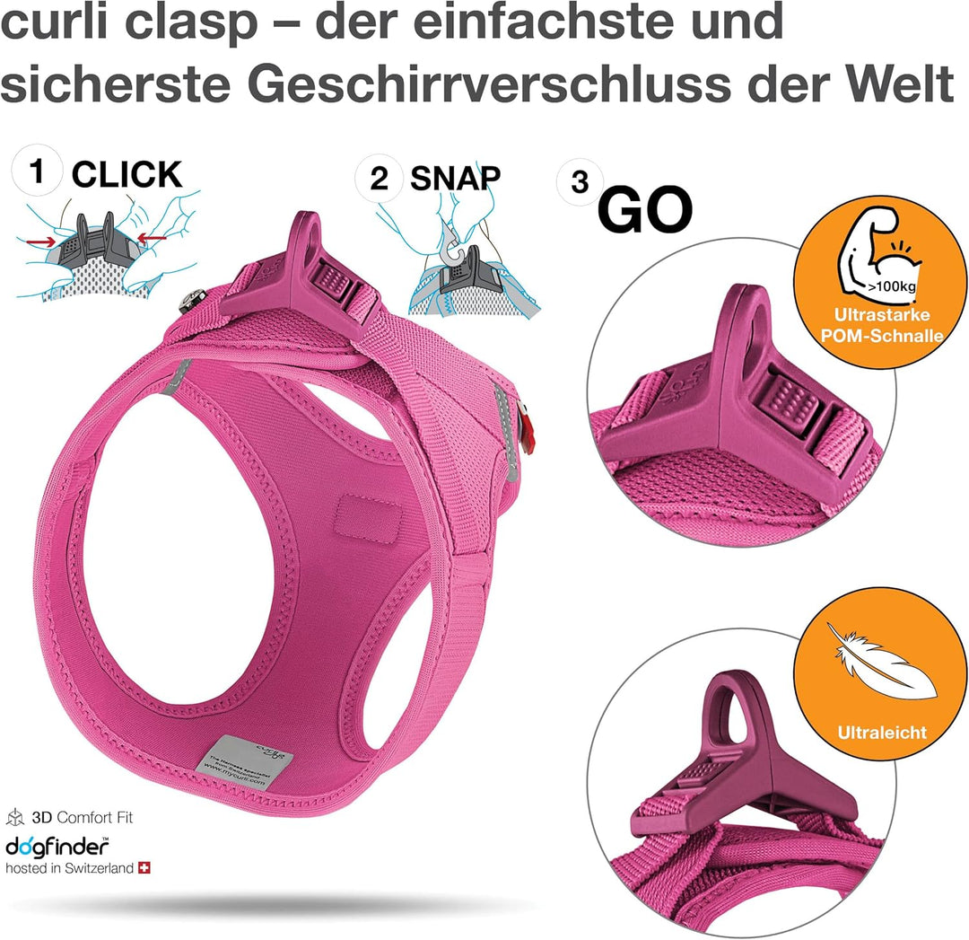 Vest Harness curli Clasp Air-Mesh Fuchsia L Rosa (Fuchsia) L Einfarbig, Rosa (Fuchsia) L Einfarbig