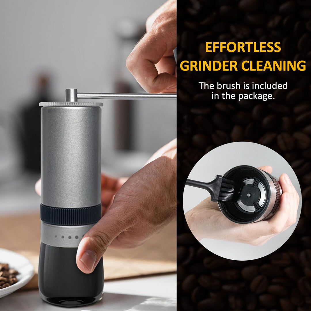 Kaffeemühle Manuell -Handmühle Kaffee mit 5 Mahlgrad von Grob bis Fein- Arbeitssparende Handkaffeemü