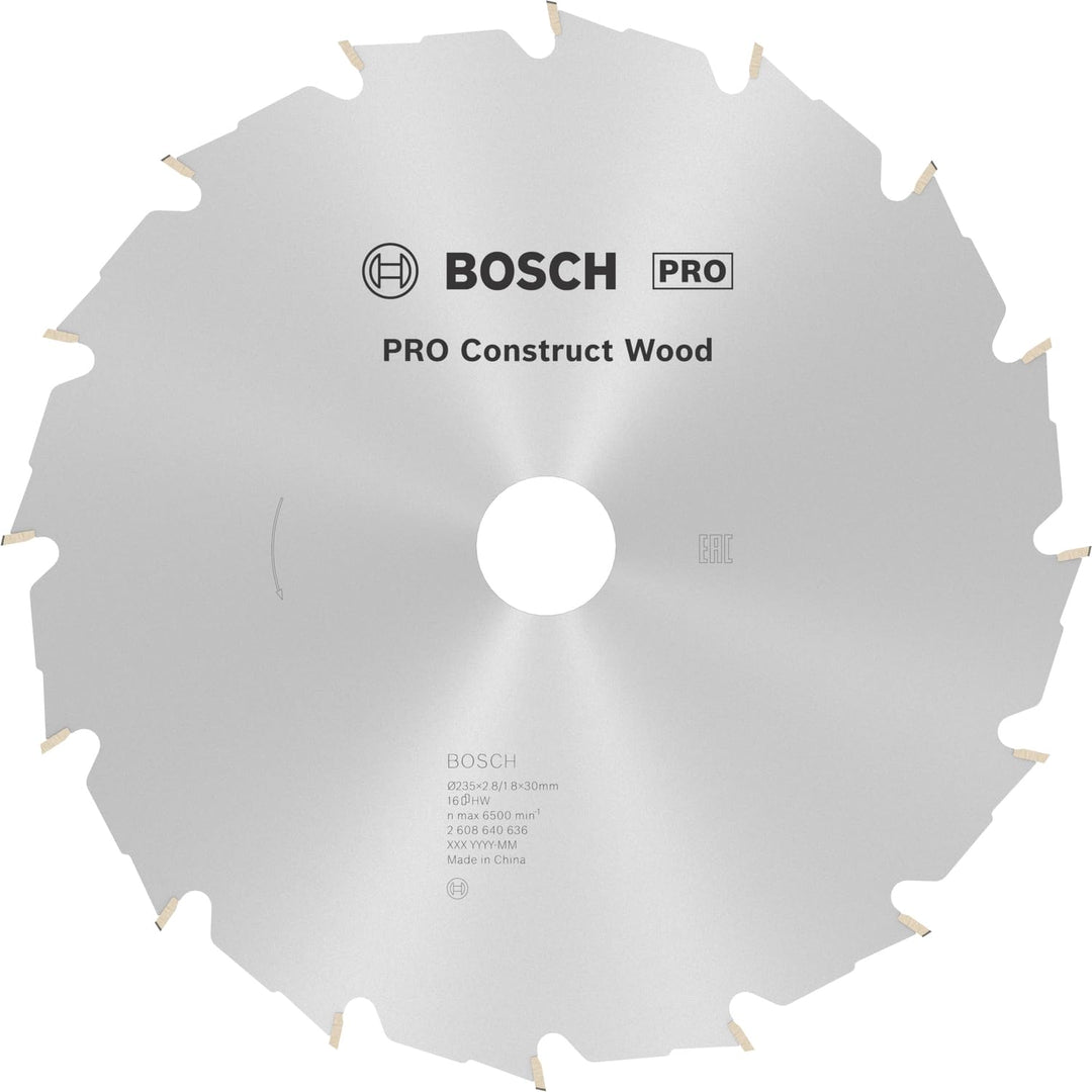 Bosch 1x PRO Construction Wood Kreissägeblatt für Netz-Handkreissägen (für Bauholz mit Mörtel und Nä