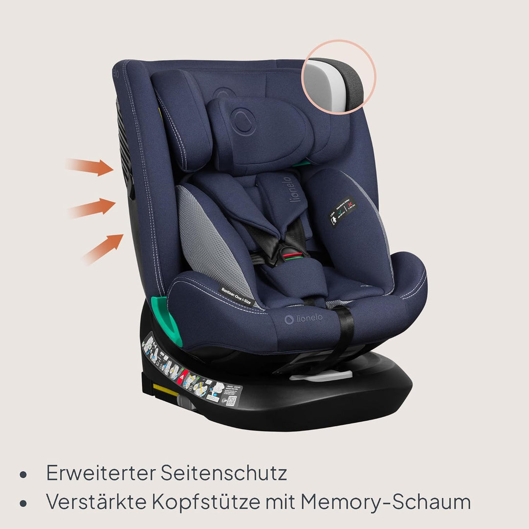 Lionelo Bastiaan i-Size One 360o drehbarer Autositz für Kinder von 40-150 cm, Montage in Fahrtrichtu