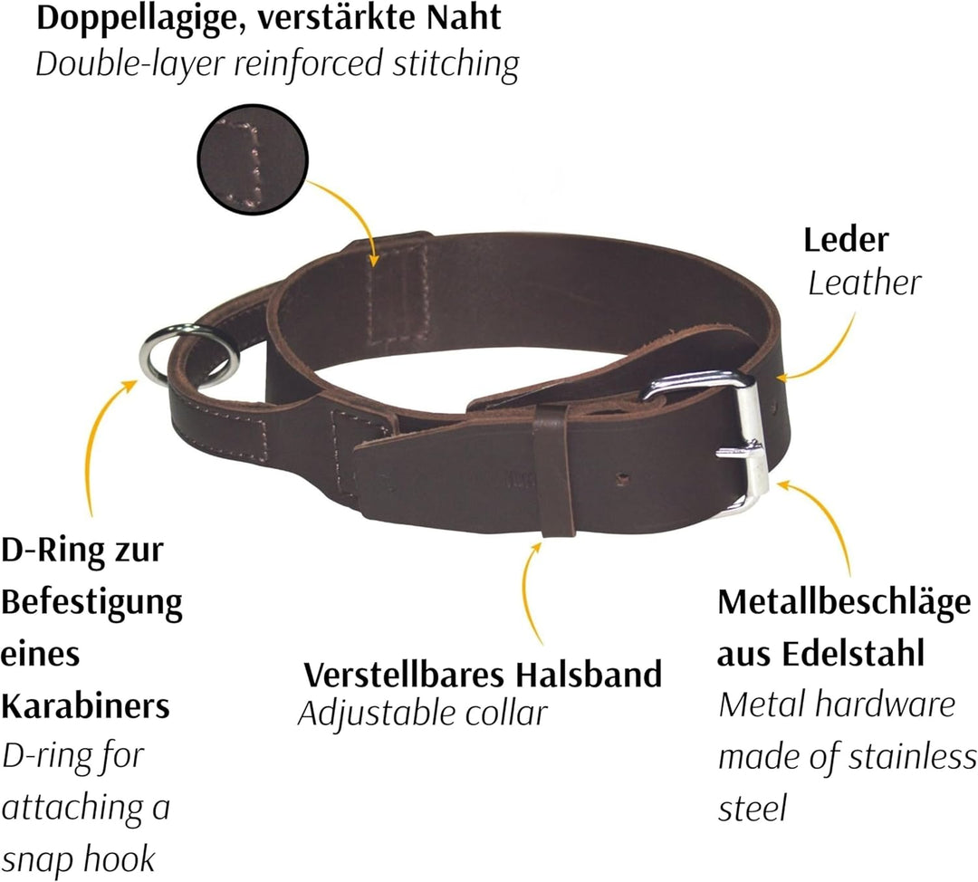 Dingo Braun Halsband aus Weichem Leder mit Griff Speziell für Schäfer Rasse Hund 13107 5,0 x 75 cm (