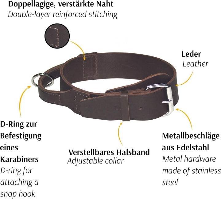 Dingo Braun Halsband aus Weichem Leder mit Griff Speziell für Schäfer Rasse Hund 13107 5,0 x 75 cm (