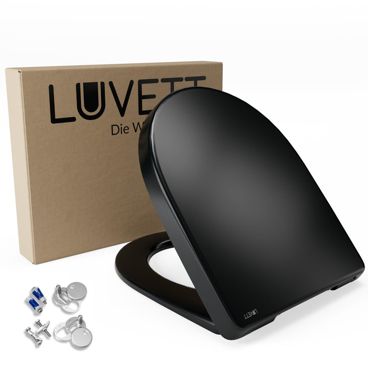 LUVETT® WC-Sitz mit Absenkautomatik D140 D-Form Soft Close® &amp; TakeOff EasyClean Abnahme, hygienisch
