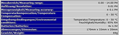 OCS.tec PH-Messgerät Tester Prüfer Elektrode/Sonde LCD-Display HOLD-Funktion spritzwassergeschützt P