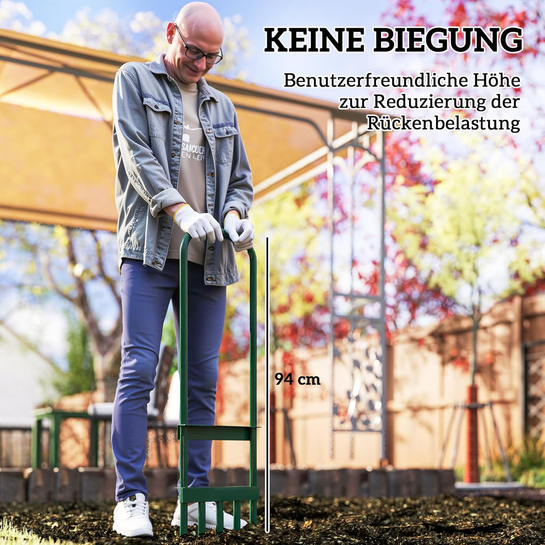 Outsunny Rasenlüfter 30cm Breite Manuell Rasenbelüfter Aerifizierer für Rasen mit rutschfest Griff,