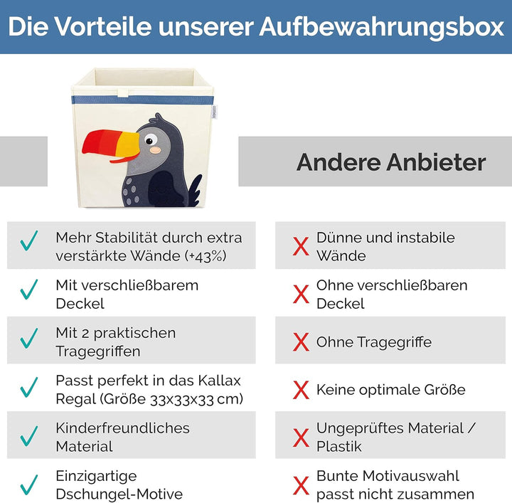GLÜCKSWOLKE Kinder Aufbewahrungsbox - 15 Motive I Spielzeugkiste mit Deckel für Kinderzimmer I Spiel