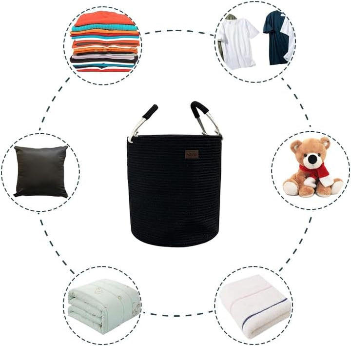 Wäschekorb aus Baumwolle 40 L Wäschesammler Aufbewahrungskorb, Baumwollseil mit Griff, Kordelzug, Wä