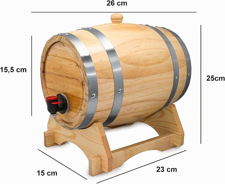 Vin Bouquet FIA 340 Fass Getränkespender, Holz, Braun, 31 x 22 x 23.5 cm, 3 Stück