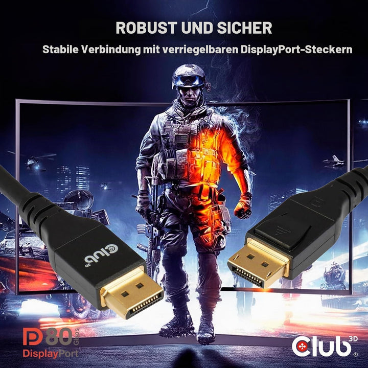 Club3D CAC-1094 DisplayPort™ 2.1 VESA DP80 zertifiziertes Kabel 8K240Hz 2m, CAC-1094