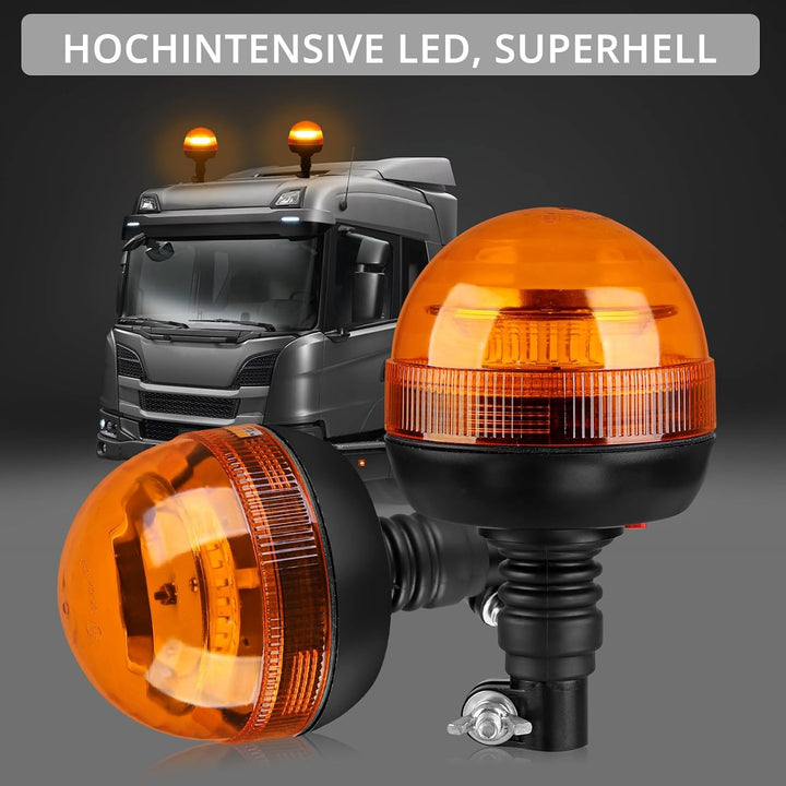Justech 2x 24LEDs Rundumleuchte Amber Rundumkennleuchte Blinkleuchte Bernstein Drehblitzleuchte mit