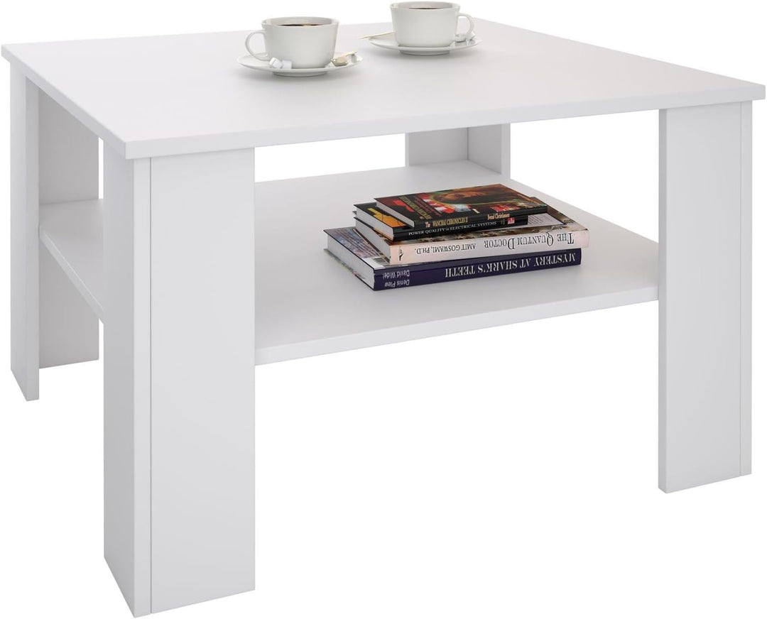 CARO-Möbel Couchtisch Wohnzimmertisch Felice in weiss mit Stauraum, 68 x 68